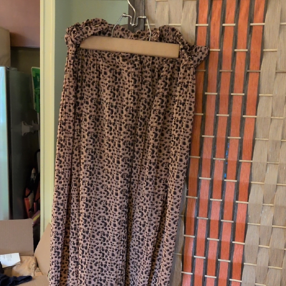 Leopard Print Maxi Skirt - Brown Animal Print